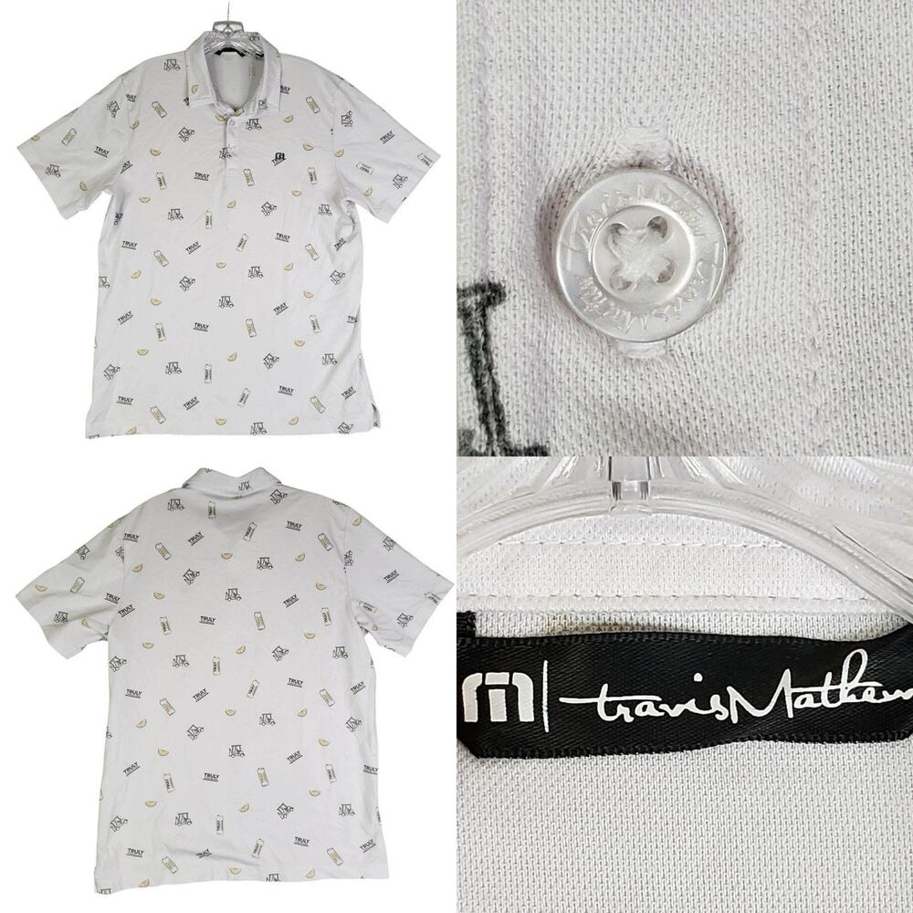 Travis Mathew Shirt Mens Large White Truth Or Dare Polo Truly Performance